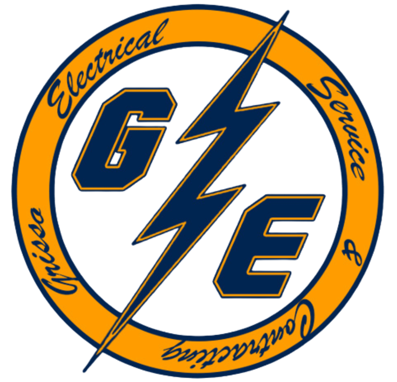Untitled design (1) Round logo with "Electrical Service & Contractors" written around a lighting bolt shape and the letters "GE" in the center. .